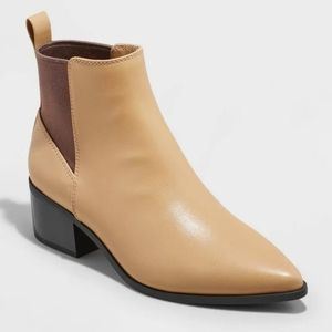 New! Women's Gwen Wide Width Low Shaft Heeled Boots - A New Day Tan 7.5W